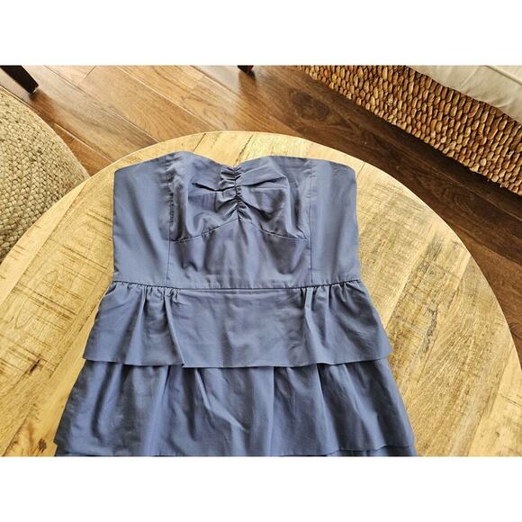 J. Crew Women Dress Size 4 Strapless Pale Blue Tiered 100% Cotton Cocktail Party - Picture 5 of 10